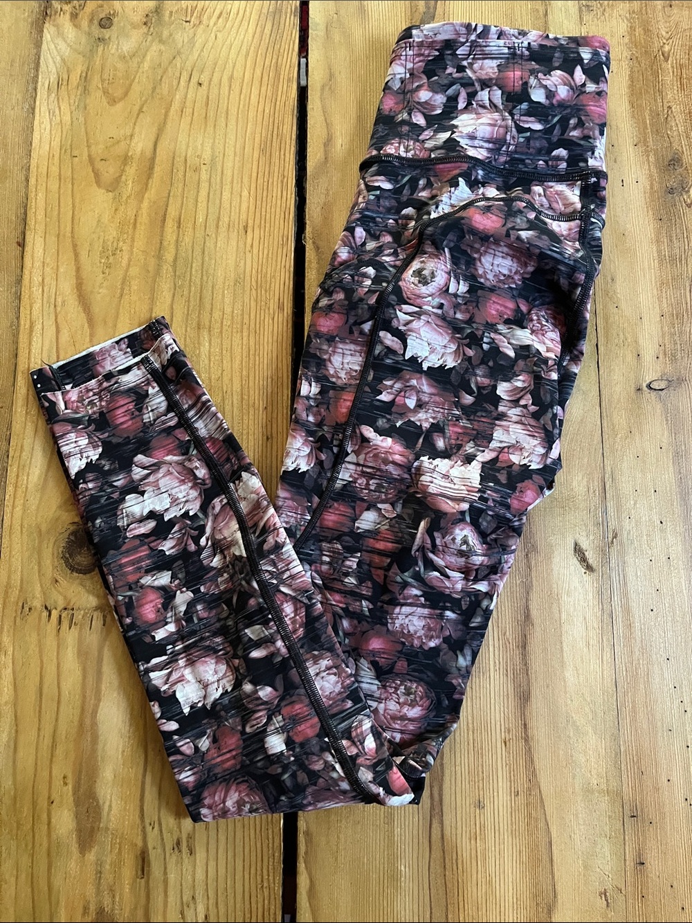 LULULEMON 4 Peony Floral Nulu Fast & Free Leggings Stash Pockets